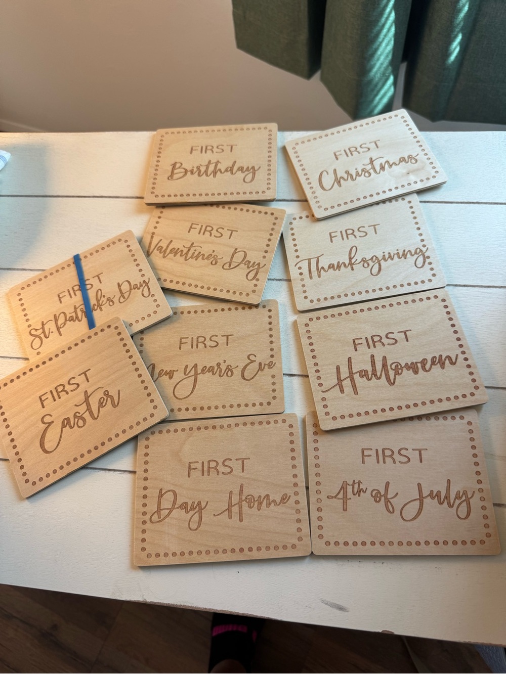 Wooden 'First' Holiday Milestone Cards - Natural Wood